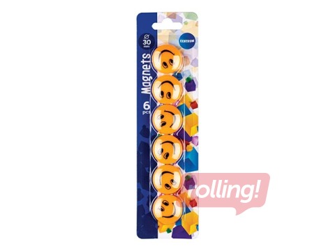 Magnets Centrum Smile 30mm, 6 pcs, yellow
