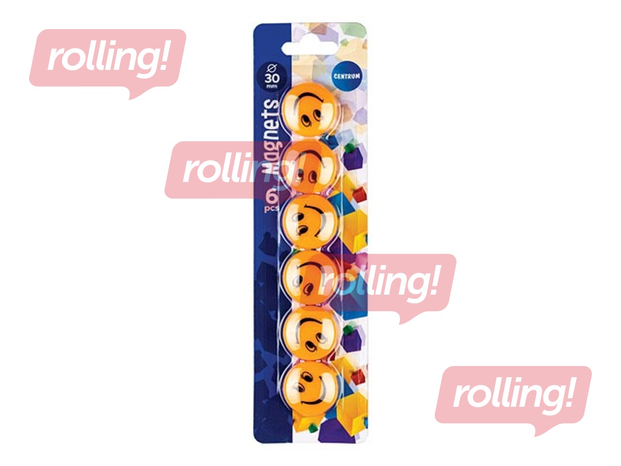 Magnets Centrum Smile 30mm, 6 pcs, yellow