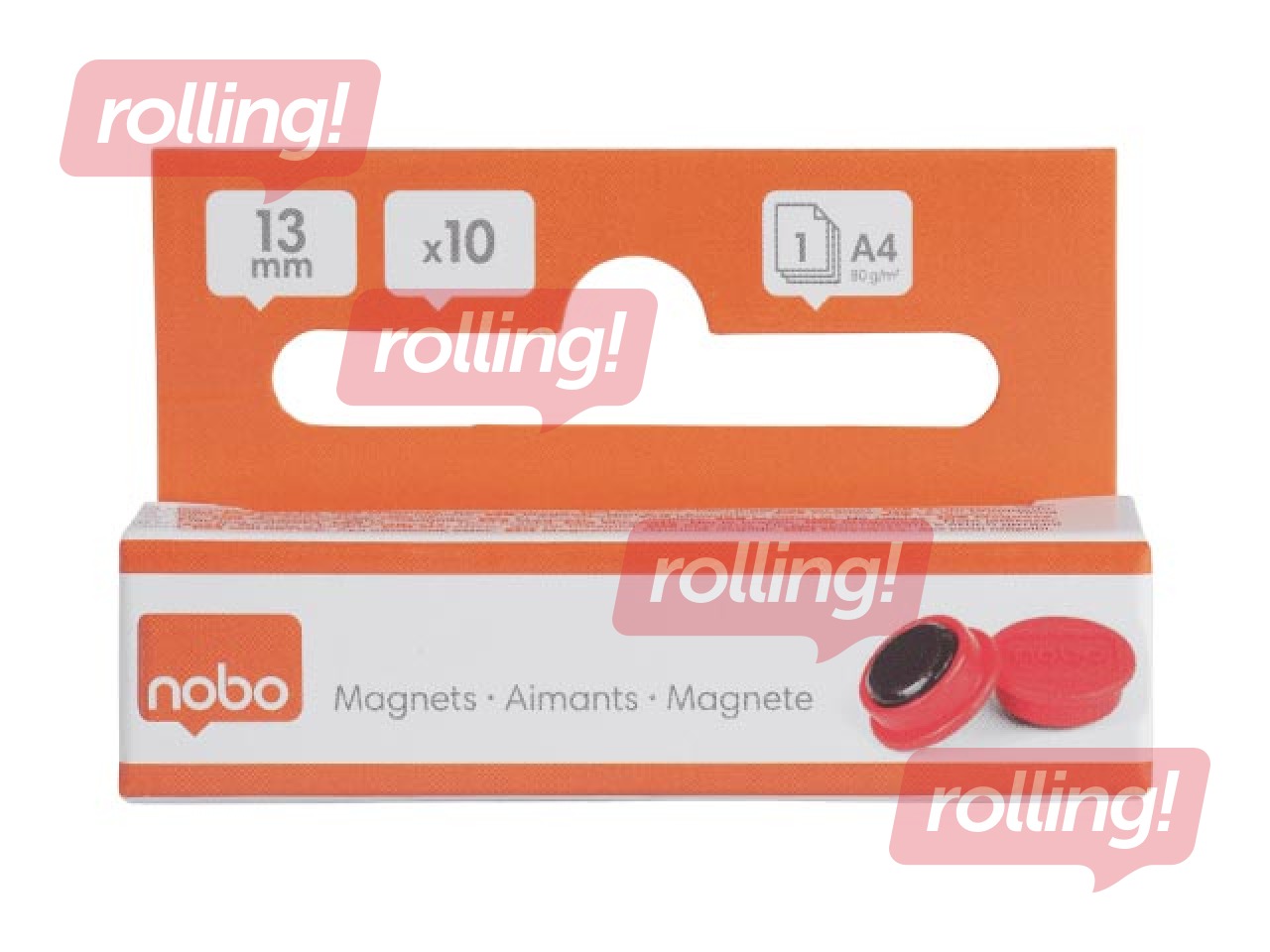 Magnets Nobo, 13 mm, 10 pcs., red