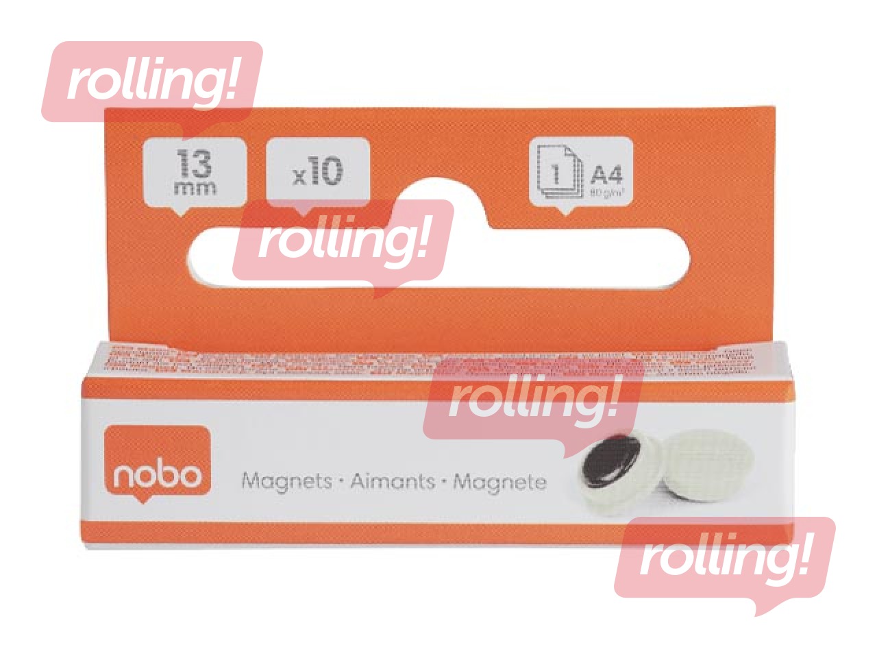 Magnēti Nobo, 13 mm, 10 gab., balti