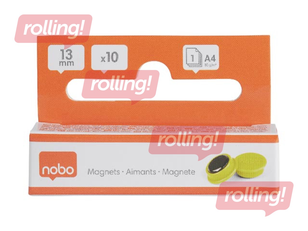 Магниты Nobo, 13 мм, 10 шт., желтые