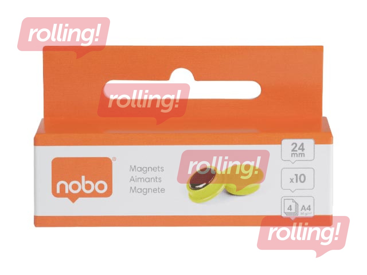 Magnets Nobo, 23 mm, 10 pcs., yellow