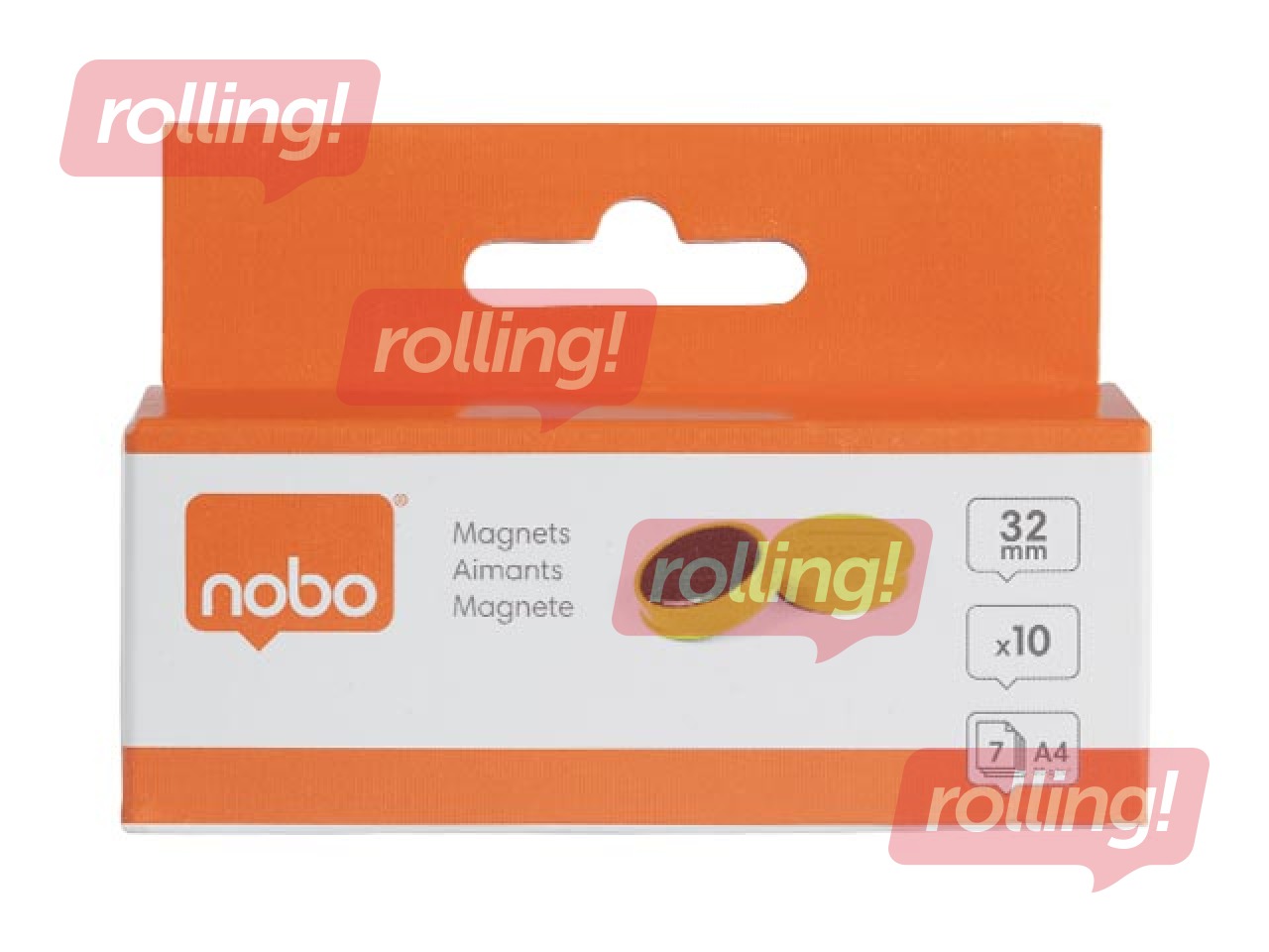 Magnets Nobo, 32 mm, 10 pcs., yellow