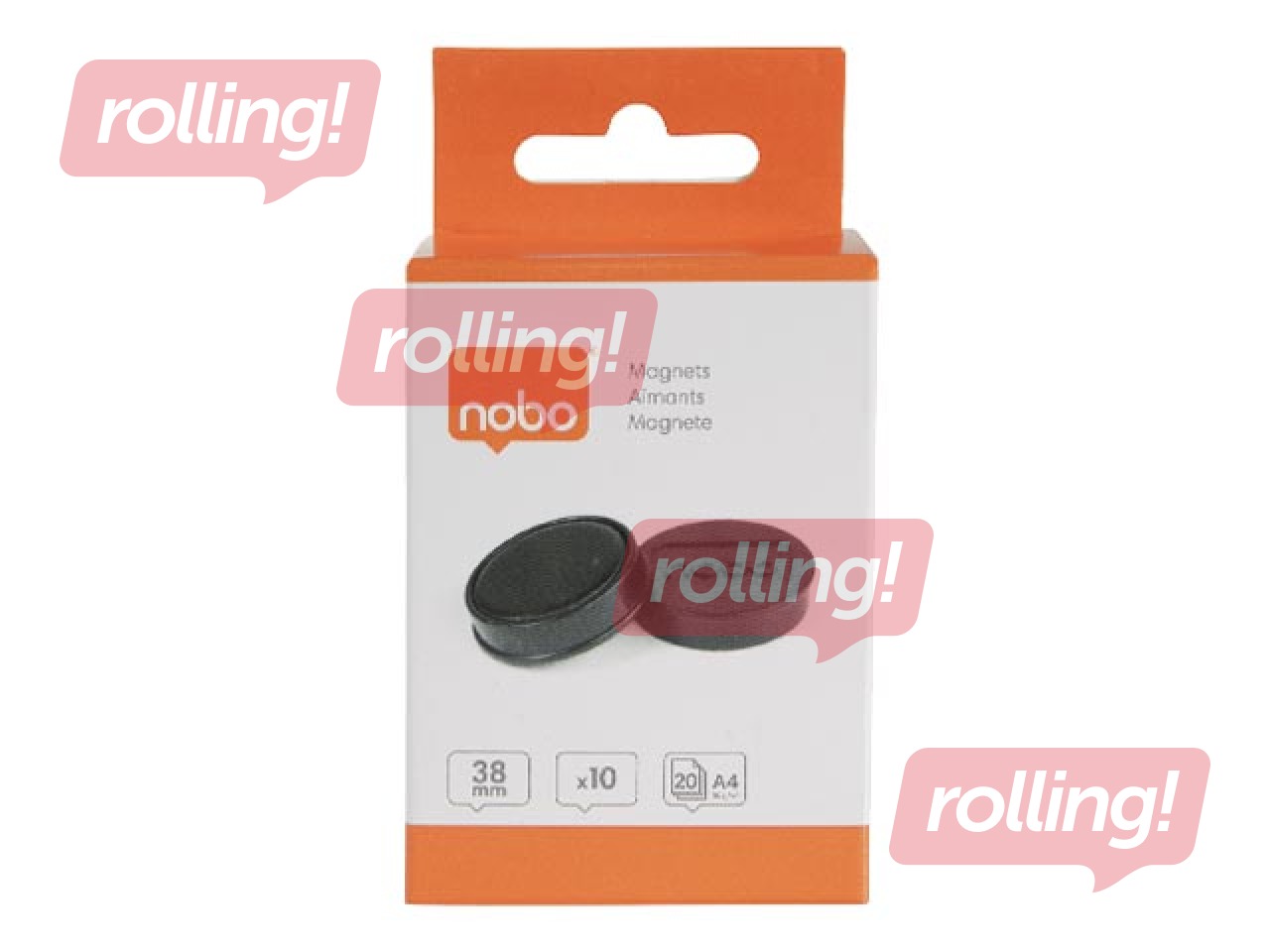 Magnēti Nobo, 38 mm, 10 gab., 2.5 kg, melni