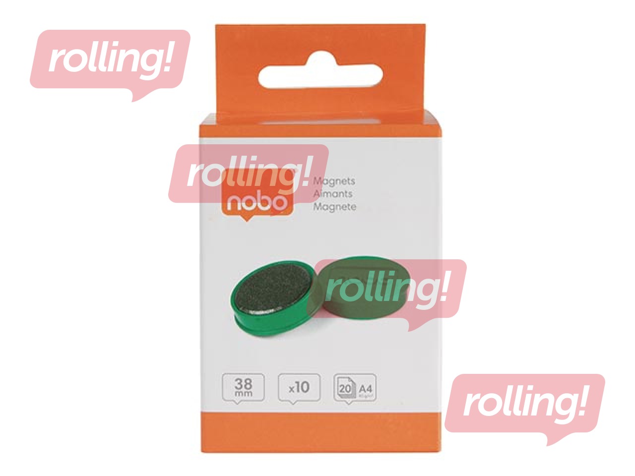 Magnetid Nobo, 38 mm, 10 tk, 2,5 kg, roheline