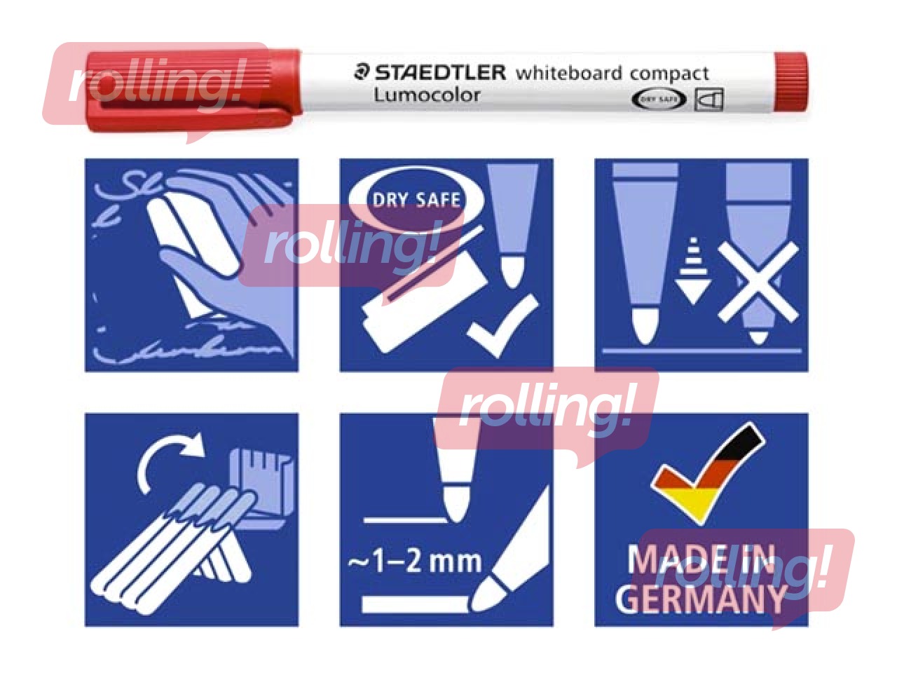Marķieru komplekts baltajām un stikla tāfelēm Staedtler Lumocolor, 1-2mm, 4 krāsas