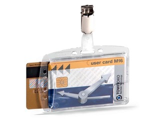 Dual security pass holder Durable with clip for 2 ID cards 54x85 mm