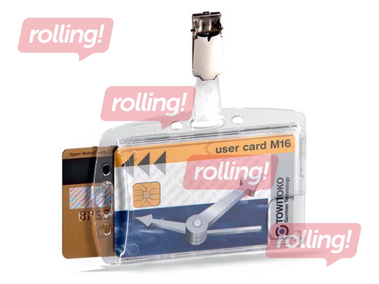 Identifikācijas kartes turētājs DURABLE divām ID kartēm, ar klipsi, 54x85 mm