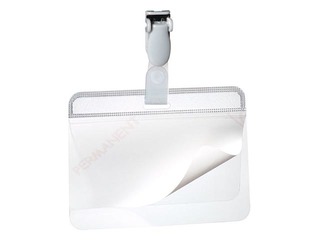 Identifikācijas karte, pašlīmējoša ar klipsi Durable, 54 x 90 mm, 25 gab