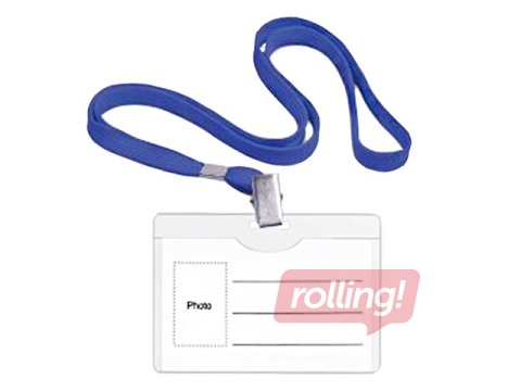 ID card with blue textile ribbon Forpus 54x90 mm