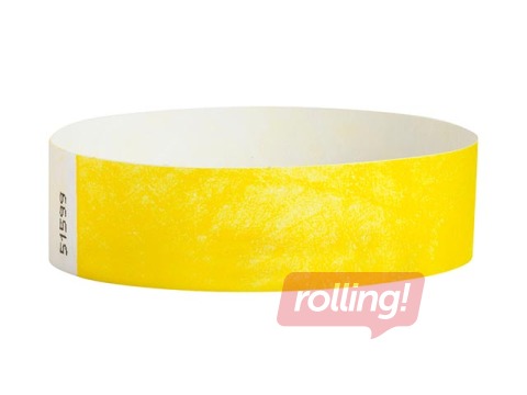 Paper wristbands Tyvek 100 pcs, yellow