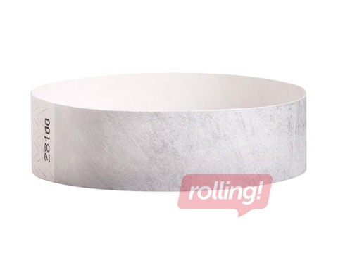 Paper wristbands Tyvek 100 pcs, silver