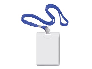ID card holder with blue ribbon Forofis, vertical, 90x58mm
