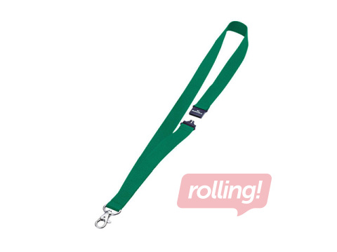 Identifikācijas kartes lenta, Durable, ar drošības sprādzi, zaļa, 44x2cm