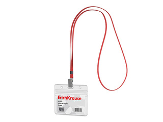 ID card holder ErichKrause with red lanyard, 95x58mm