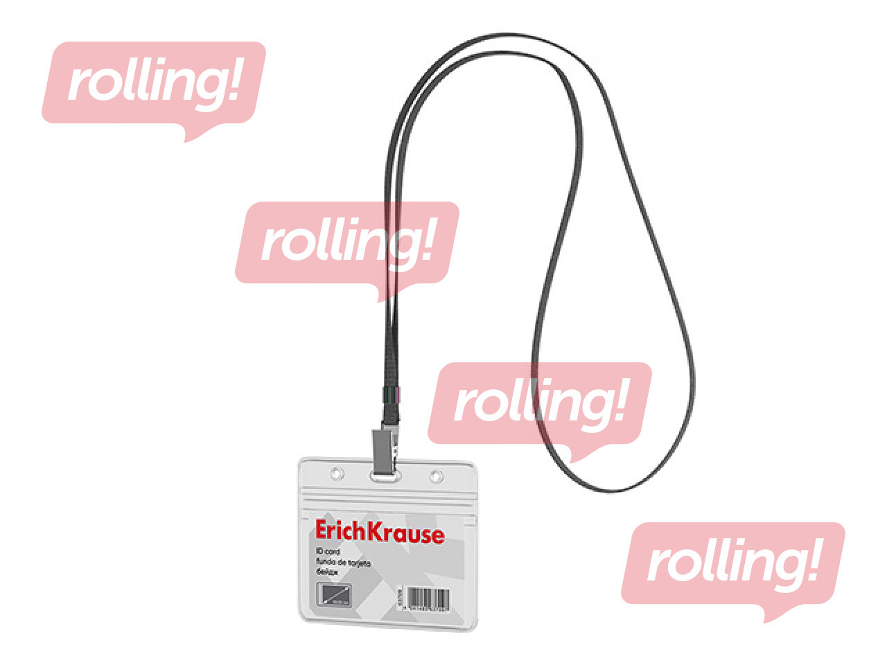 ID card holder ErichKrause with grey lanyard, 95x58mm