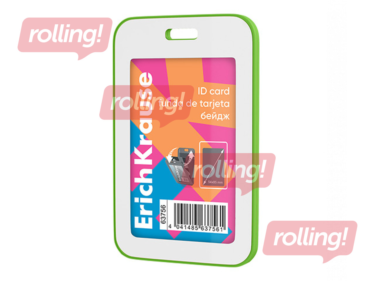 Identifikācijas karte ErichKrause, vertikāla, neon zaļa, 54x85mm