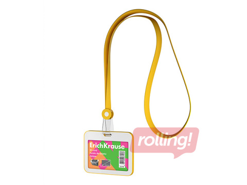 ID card holder ErichKrause with silicone lanyard, neon yellow, 85x54mm