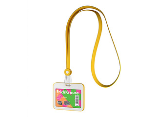 ID card holder ErichKrause with silicone lanyard, neon yellow, 85x54mm