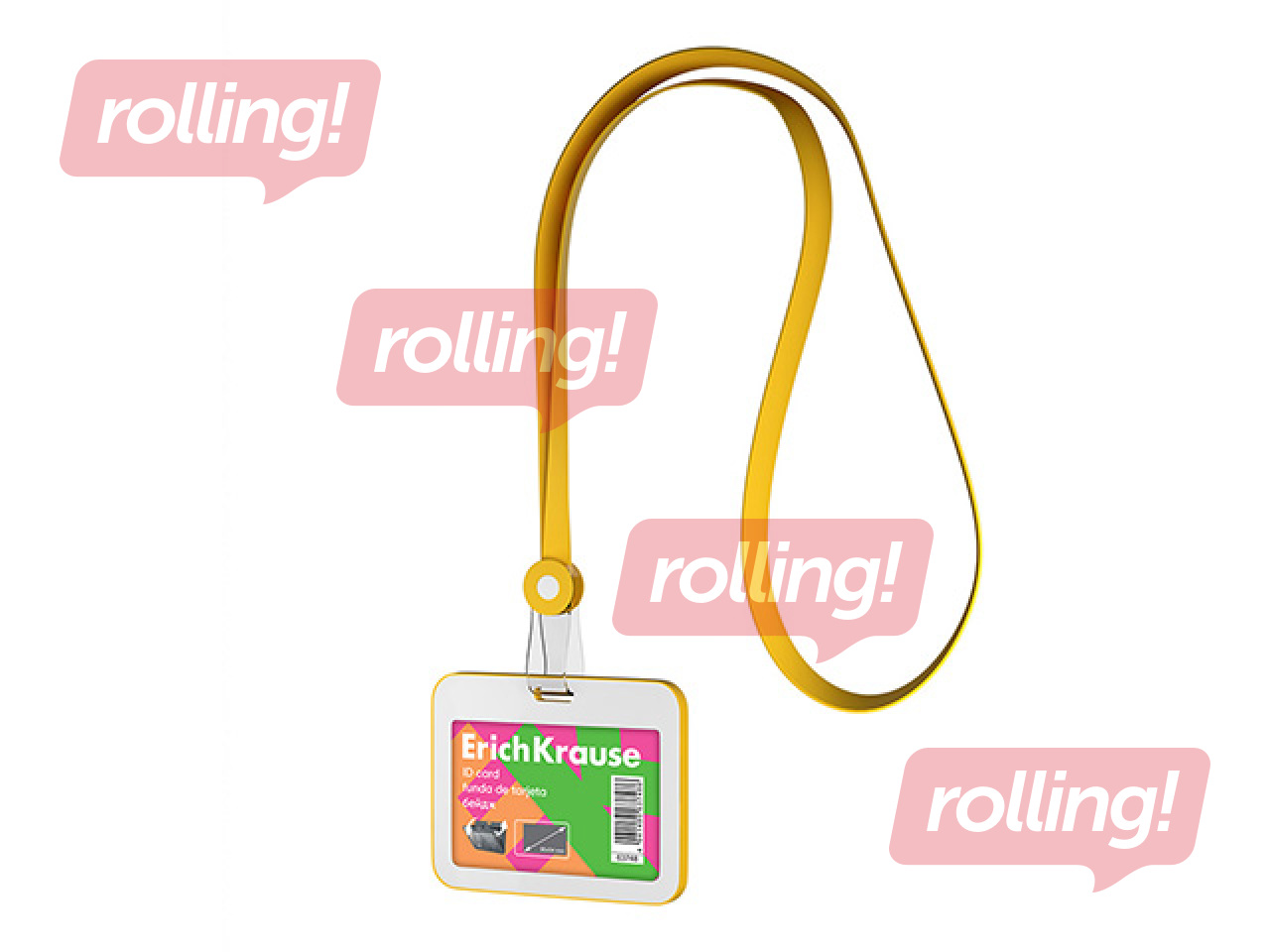 ID card holder ErichKrause with silicone lanyard, neon yellow, 85x54mm