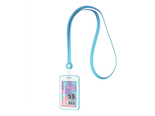 ID card holder ErichKrause with silicone lanyard, vertical, pastel blue, 54x85mm