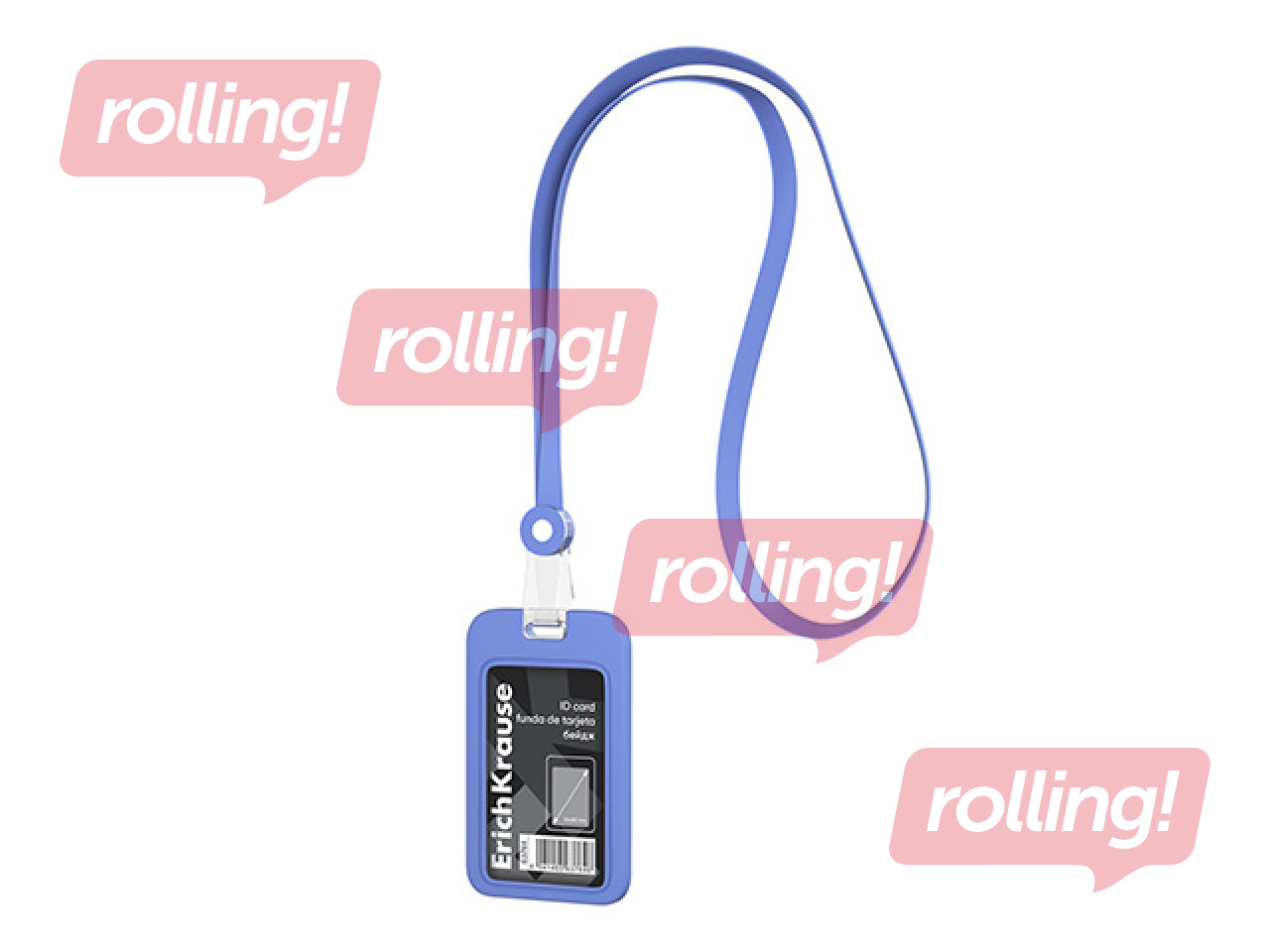 ID card holder ErichKrause, silicone, with silicone lanyard, vertical, dark blue, 54x85mm