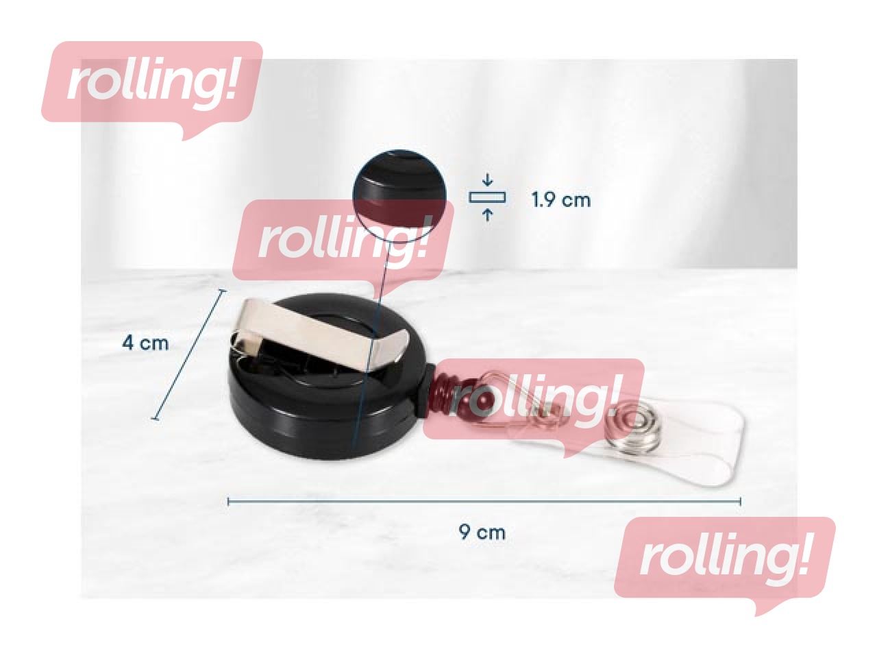 Identifikācijas kartes turētājs Europel ar izvelkamu auklu, melns, 10 gab