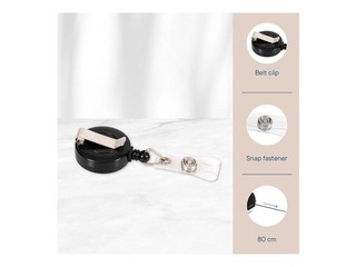 Identifikācijas kartes turētājs Europel ar izvelkamu auklu, melns, 10 gab