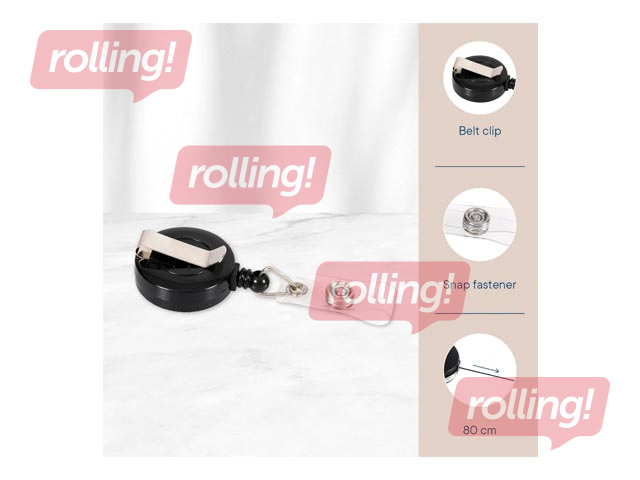 Identifikācijas kartes turētājs Europel ar izvelkamu auklu, melns, 10 gab