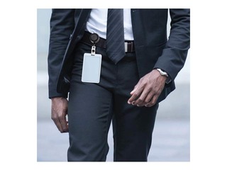 Identifikācijas kartes turētājs Europel ar izvelkamu auklu, melns, 10 gab