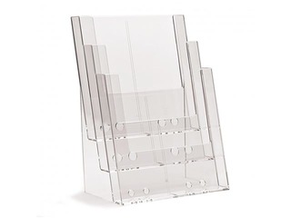 Booklet holder A4 with 3 pockets, free standing