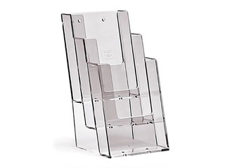 Bukletu turētājs A6 (1/3 no A4), ar 3 kabatām, brīvi stāvošs vai stiprināms pie sienas