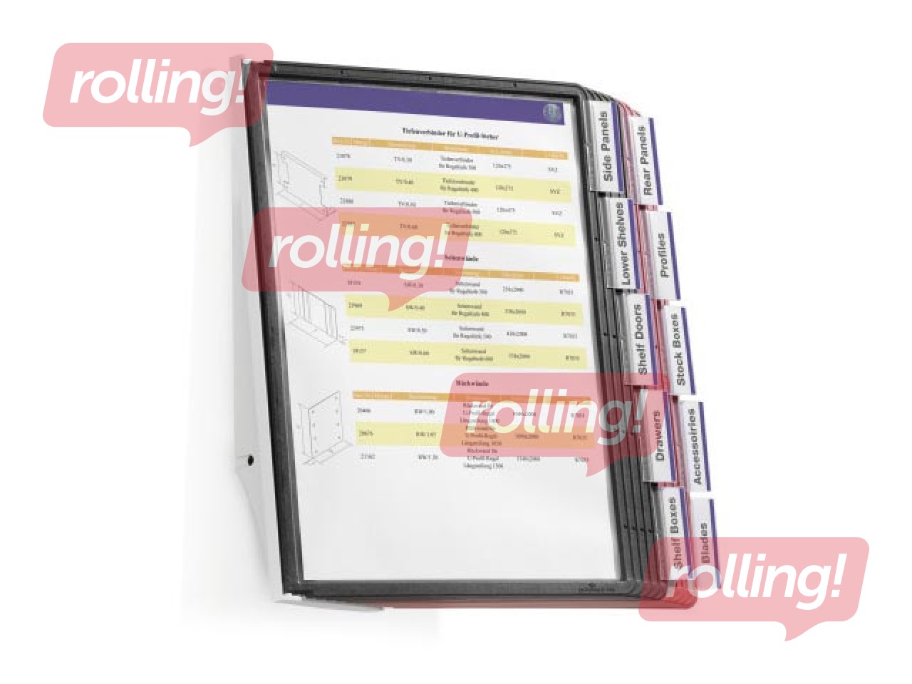 Sienas displejs Durable Sherpa Wall, 5 sarkanas un 5 melnas displeja kabatas 