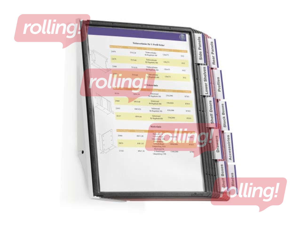 Wall display Durable Sherpa with 5 red and 5 black display panels
