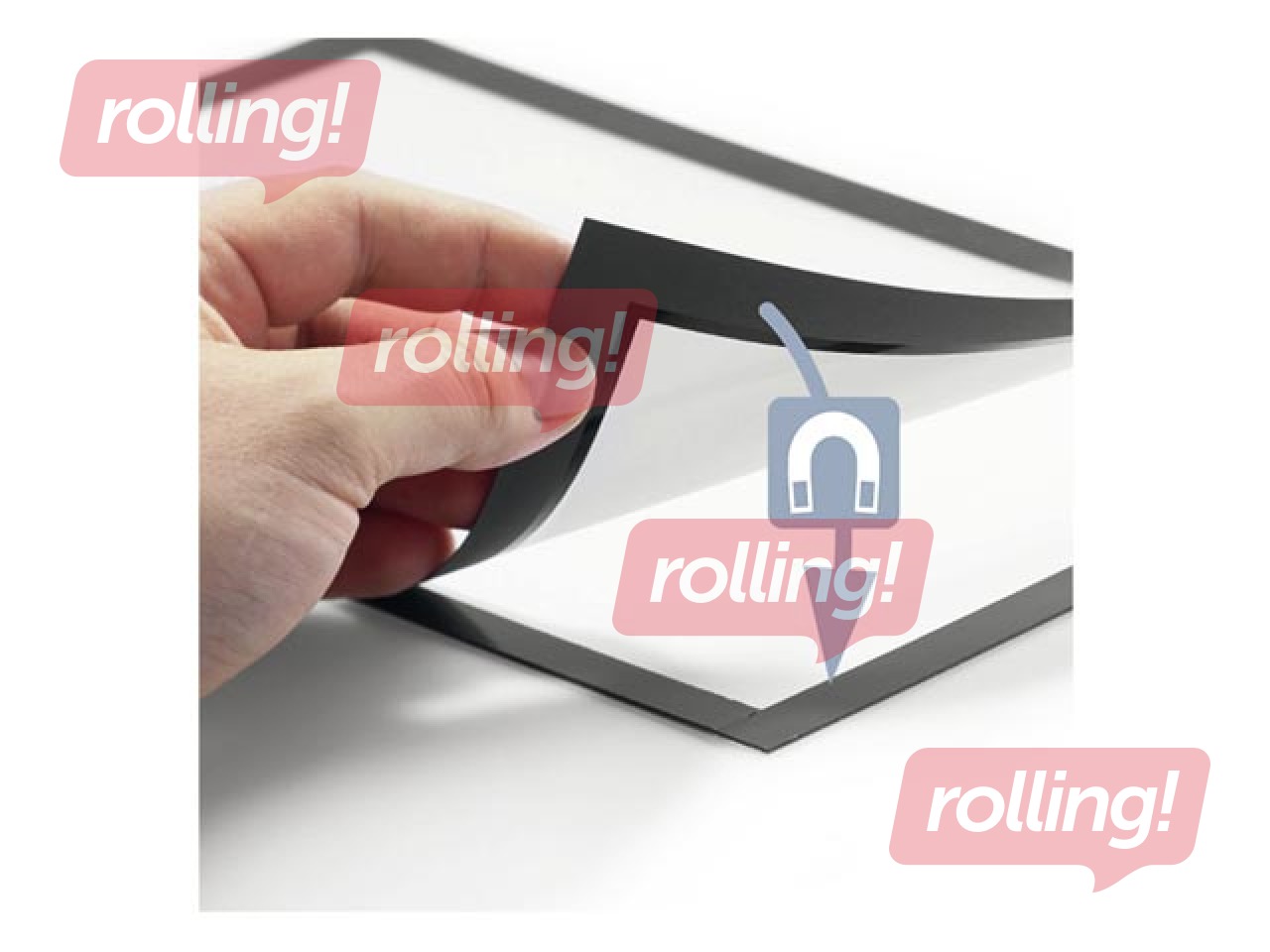 Magnētiska informācijas kabata, Duraframe Magnetic, A4, ar melnu rāmi, 5 gab.