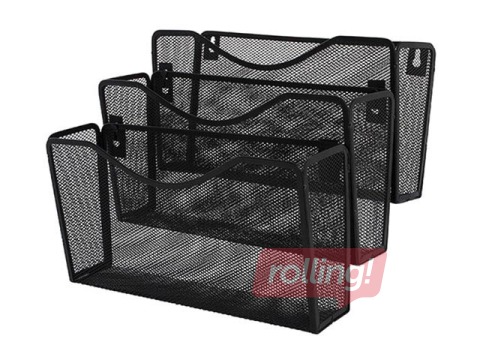 Bukletu turētājs Q-Connect ar 3 kabatām, metāla, melns