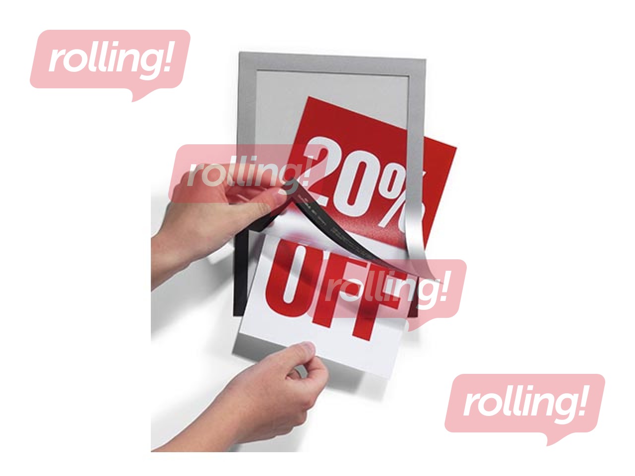 Informācijas kabata, pašlīpoša Duraframe  A5, ar sudraba rāmi, 2 gab