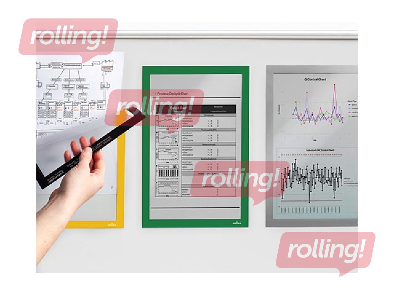 Magnētiska informācijas kabata, Duraframe A4, ar zaļu rāmi, 5 gab.