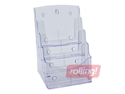 Bukletu turētājs, brīvi stāvošs vai stiprināms pie sienas, ar 4 kabatām, A4