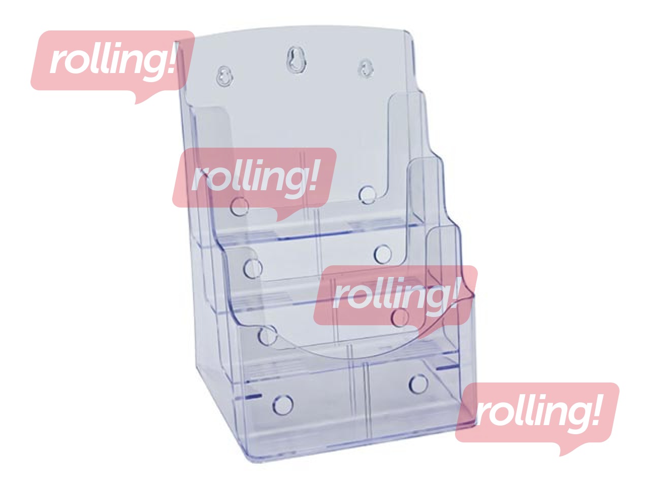 Bukletu turētājs, brīvi stāvošs vai stiprināms pie sienas, ar 4 kabatām, A4