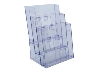 Brochure holder, multifunctional, free-standing or wall-mounted, with 3 pockets, A4.