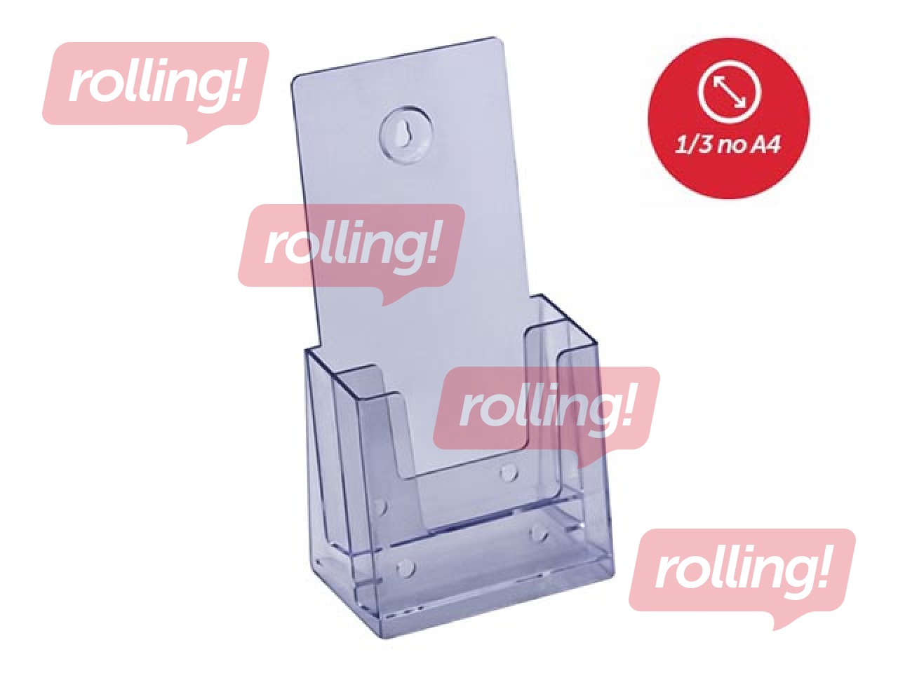 Brošüüride hoidja, vaba seisuga või seinale kinnitatav, kahe taskuga, 1/3 A4-st