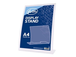 Brochure holder, L-shaped, A4, transparent, vertical