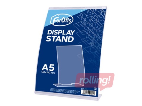 Brochure holder, L-shaped, A5, transparent, vertical