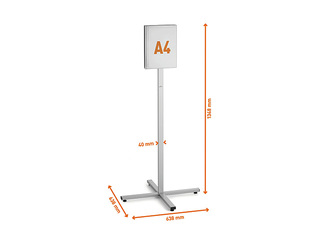 Information stand with metal plate, Durable, floor-standing, waterproof, A4