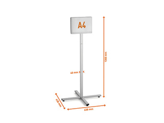 Information stand with metal plate, Durable, floor-standing, waterproof, A4