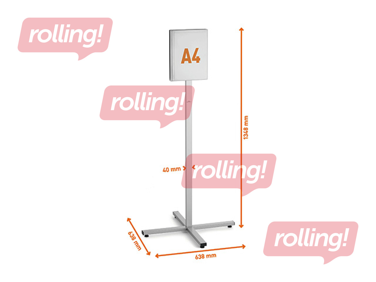 Infostend metallplaadiga, Durable, põrandastend, veekindel, A4