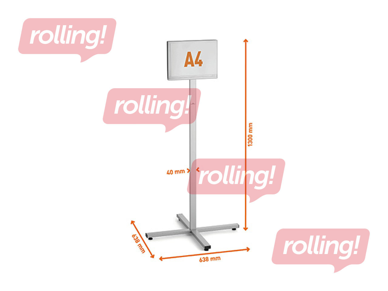 Infostend metallplaadiga, Durable, põrandastend, veekindel, A4