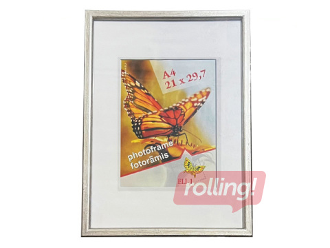 Photo frame, Aura, A4, plastic, antique silver