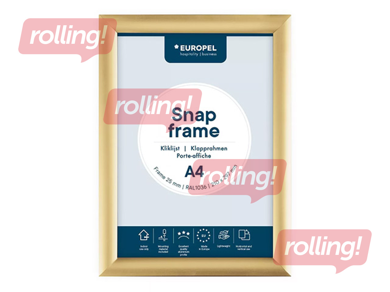 Alumīnija profilu rāmis ar skavām, zelta, A4